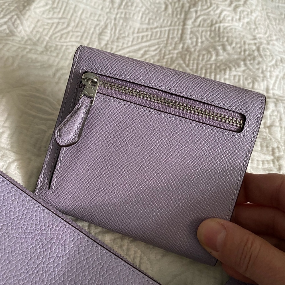 NWOT Coach Wristlet Zip Clutch & Mini Wallet Set Iris Purple/Silver - Picture 6 of 11